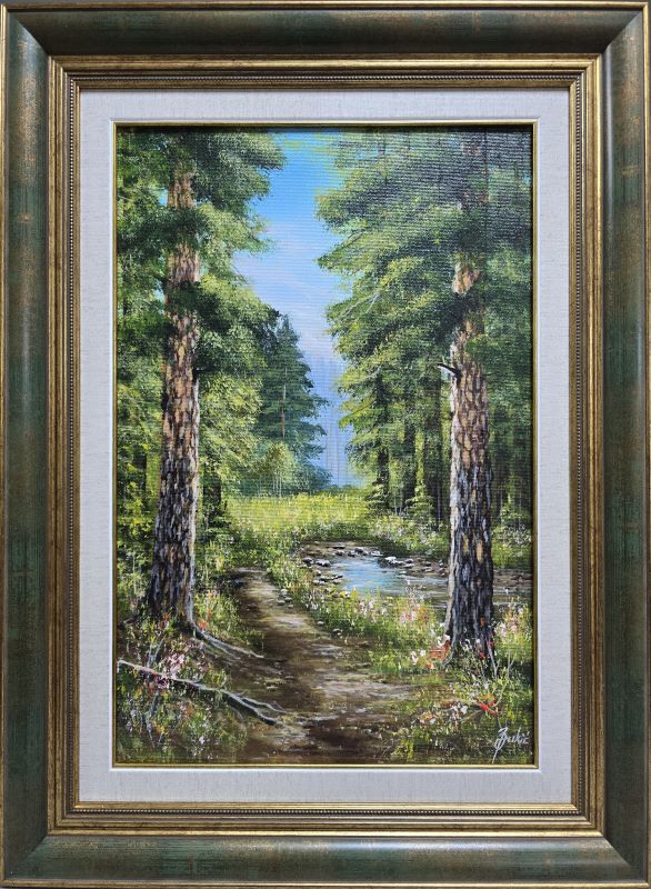 Zeleno, Jadran Đukić, ulje na platnu, sa 66×49 cm, bez 50×33 cm, sertifikat, lux uramljena,27140 dinara