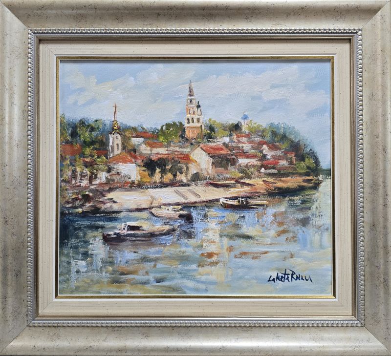 Zemun 2, Rade Laketa, ulje na platnu, luks uramljena, sa 48×53 cm, bez 33×38 cm, sertifikat, 17700 dinara